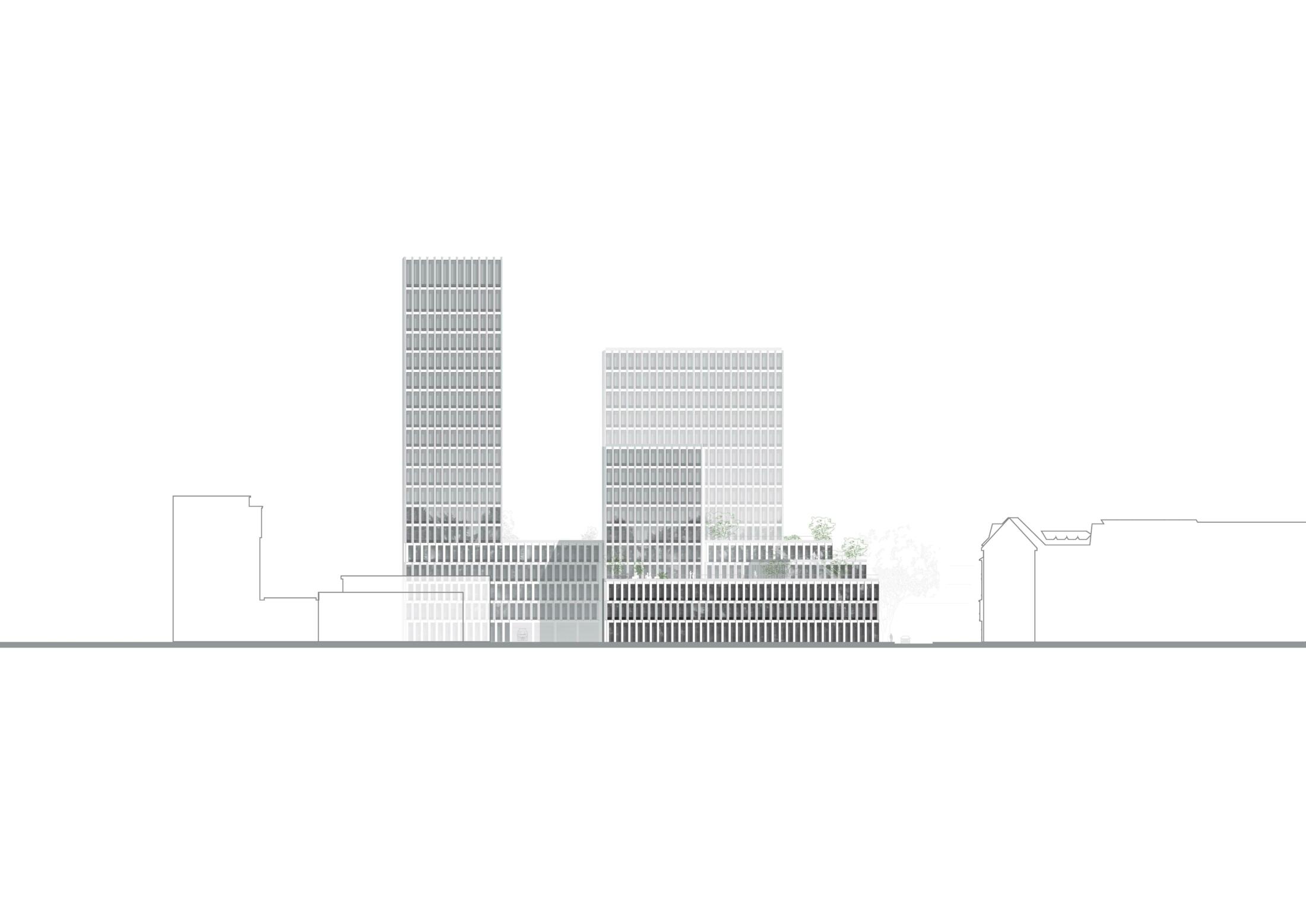 SUPERGELB ARCHITEKTEN Wettbewerb Haidpark,Visualisierung SUPERGELB ARCHITEKTEN