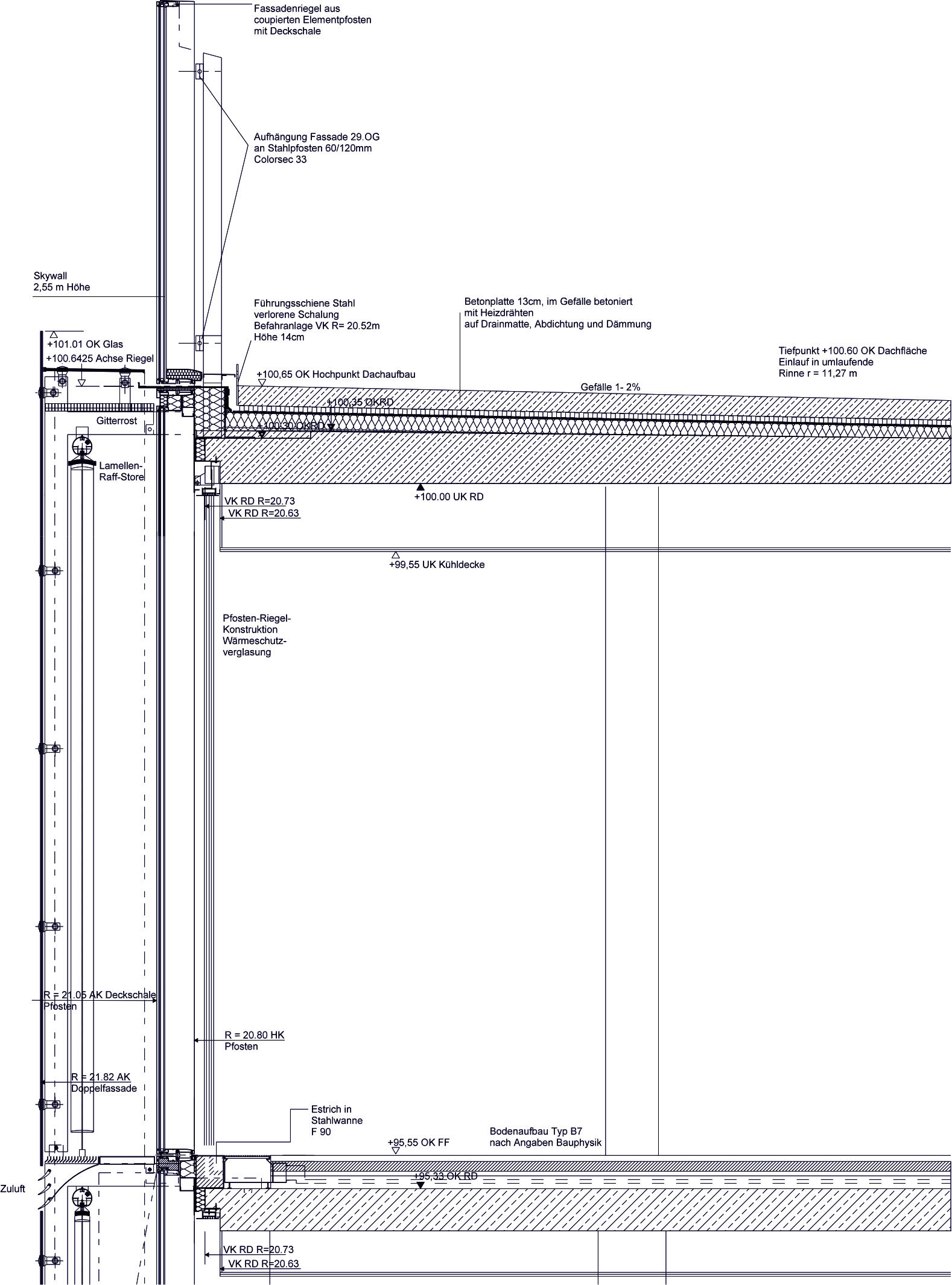 KölnTriangle  Schnitt Doppelfassade