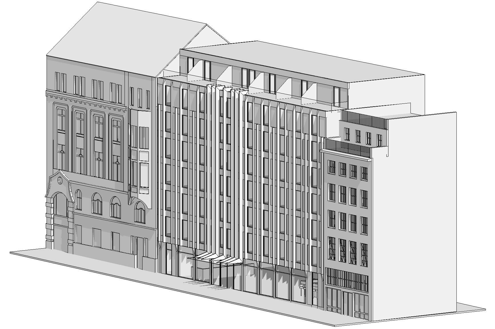 Ansicht "Motel one" Kapuzinergraben Fassade Aachen