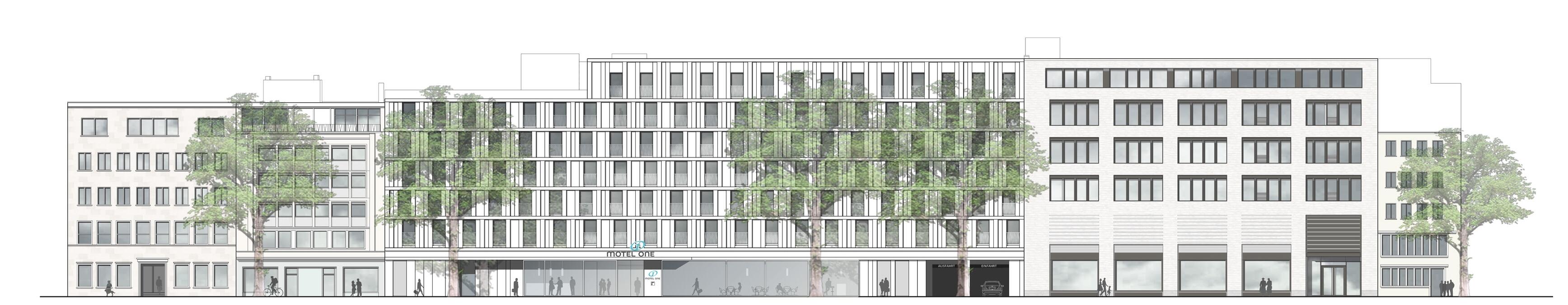 Ansicht Caecilienstraße Fassade "Motel one" Caecilienstraße Köln