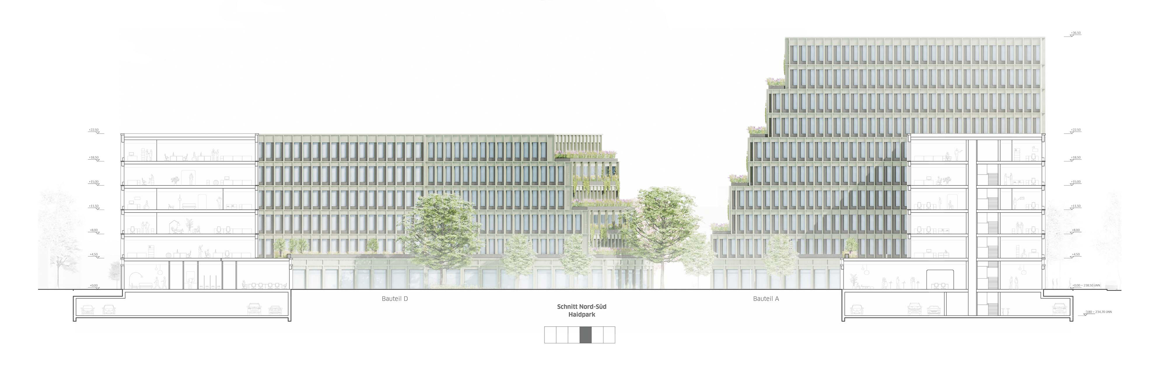 SUPERGELB ARCHITEKTEN Wettbewerb Haidpark,Visualisierung SUPERGELB ARCHITEKTEN