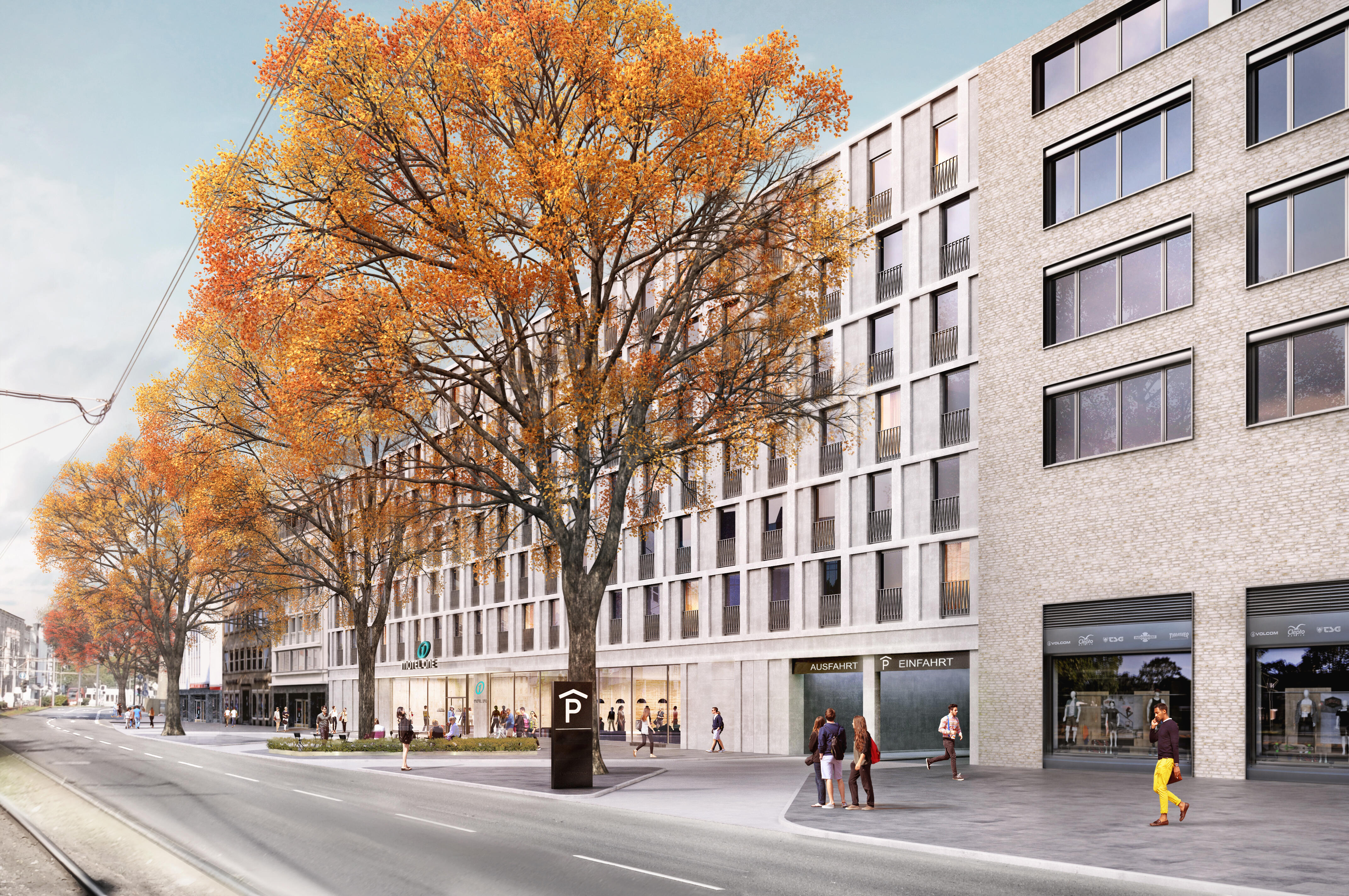 Fassade "Motel one" Caecilienstraße Köln © GATERMANN + SCHOSSIG / Rendering Mohan Karakoc