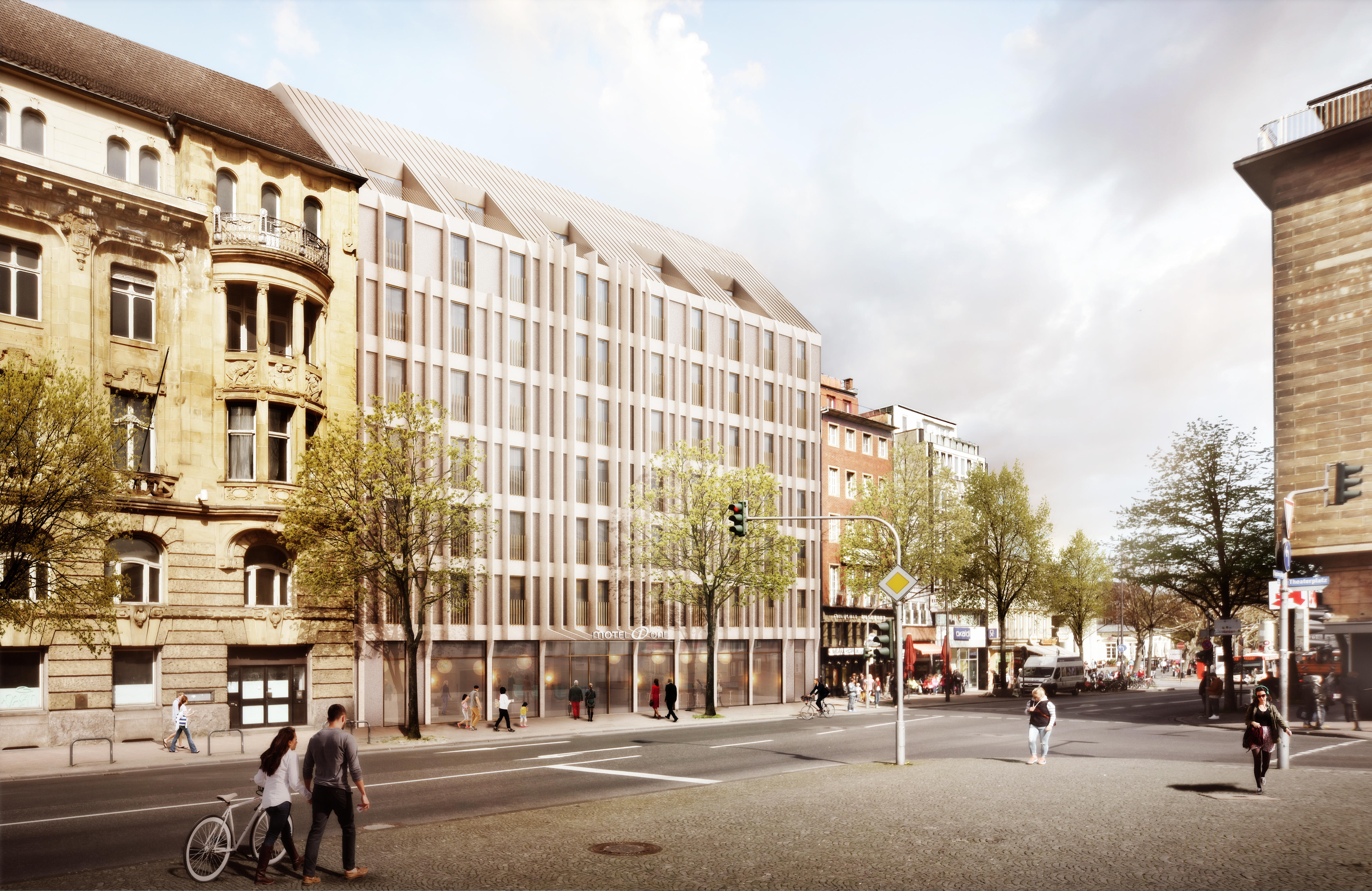 Fassade "Motel one" Kapuzinergraben Aachen © GATERMANN + SCHOSSIG, Visualisierung Ponnie Images