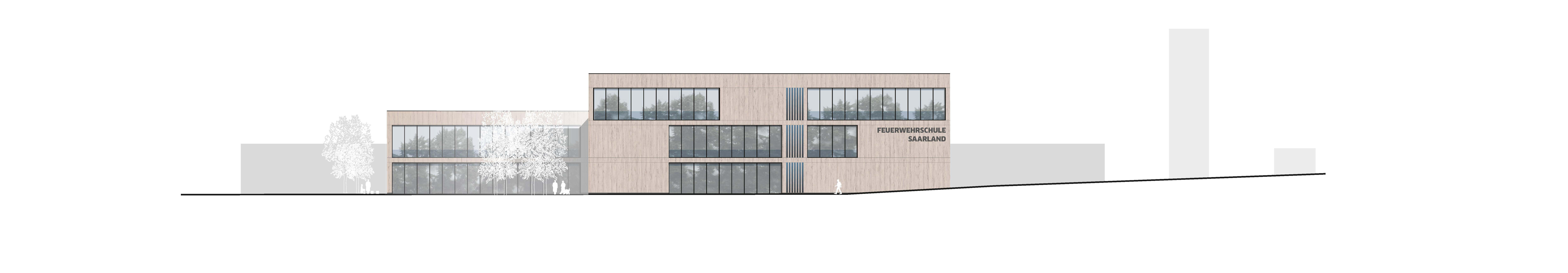 Neubau Landesfeuerwehr- und Katastrophenschutzschule Homburg
Ansicht Nord
@SUPERGELB ARCHITEKTEN